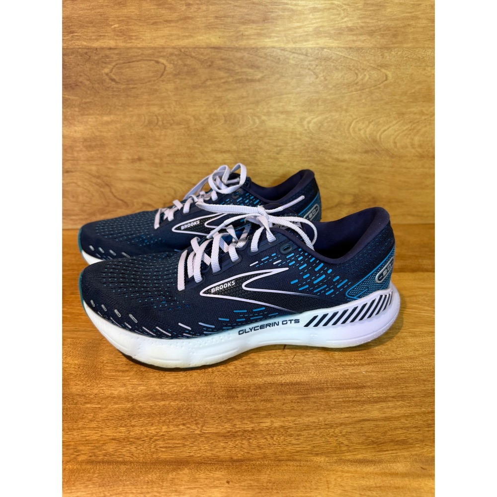 Brooks Glycerin GTS 20 Womens 9.5 Wide Blue Running Shoes Sneakers performance